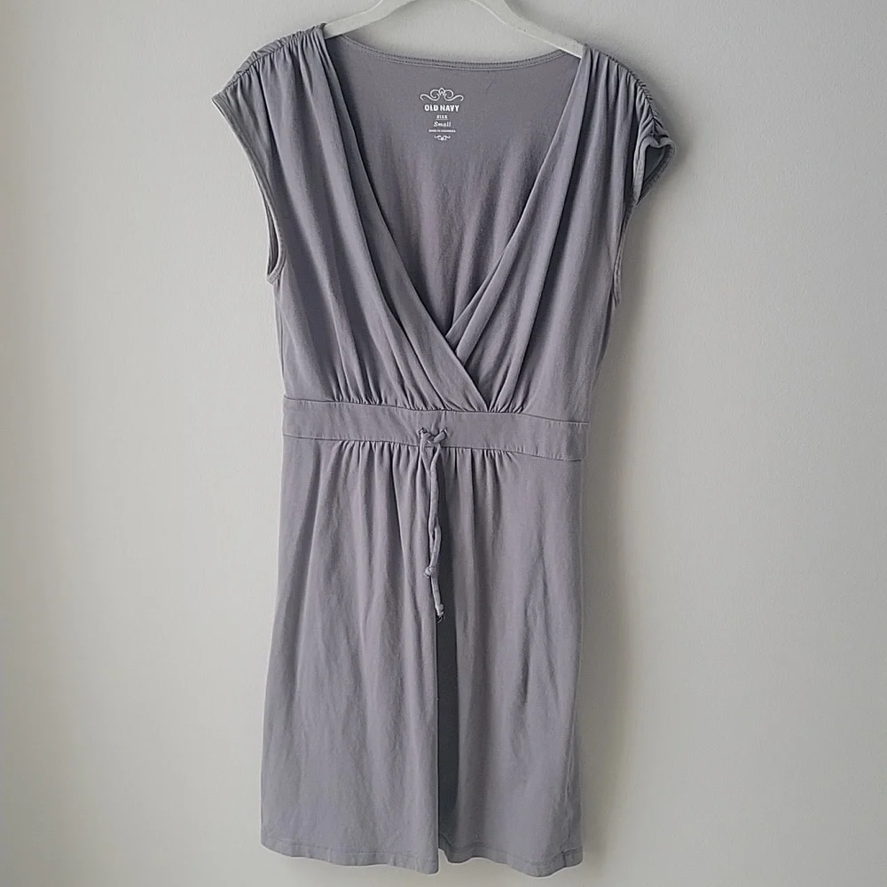 Old‎ Navy Swimsuit Cover Up Dress Women Small Gray Tie Waist Cotton